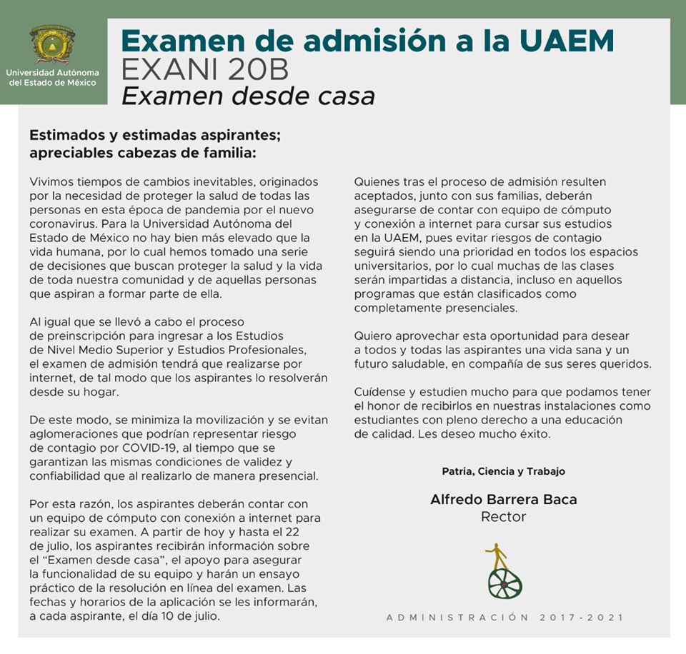 UAEMex convocatoria 2020: Requisitos para el examen de admisión desde casa