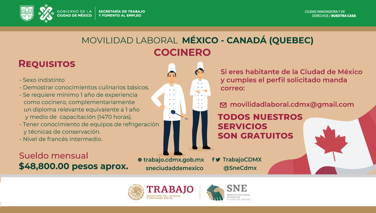 trabajo para mexicanos en canada 2020 - cocineros
