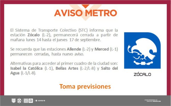La estación Zócalo del Metro estará cerrada a partir de hoy 