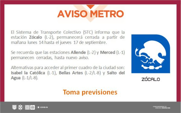 La estación Zócalo del Metro estará cerrada a partir de hoy