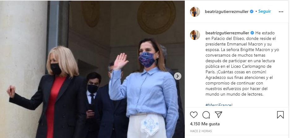Beatriz Gutiérrez Müller se reunión con la esposa del presidente Emanuel Macron, en París