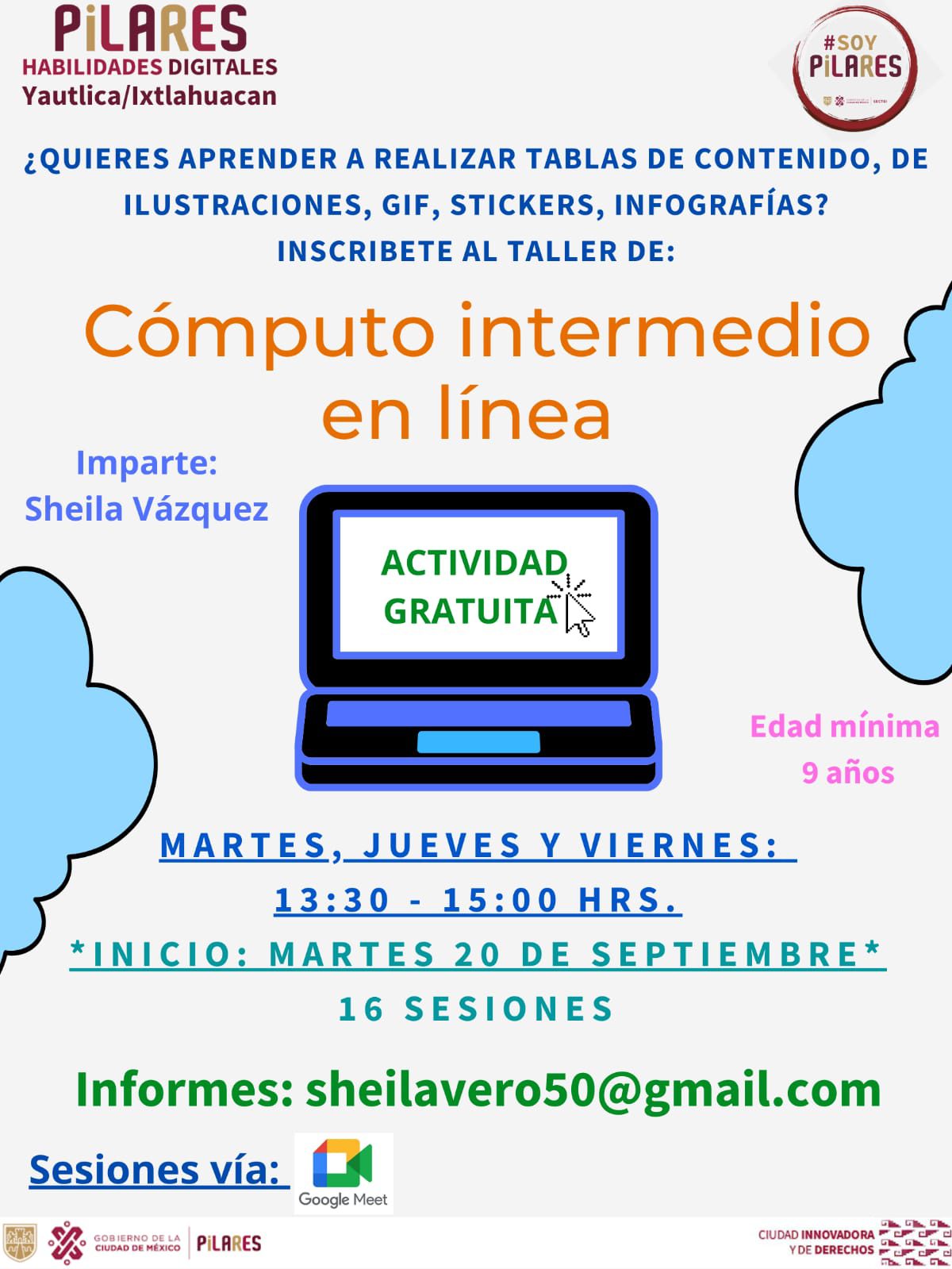 El temario del curso para nivel intermedio incluye la elaboración de infografías | Foto: Fb PILARES CDMX 