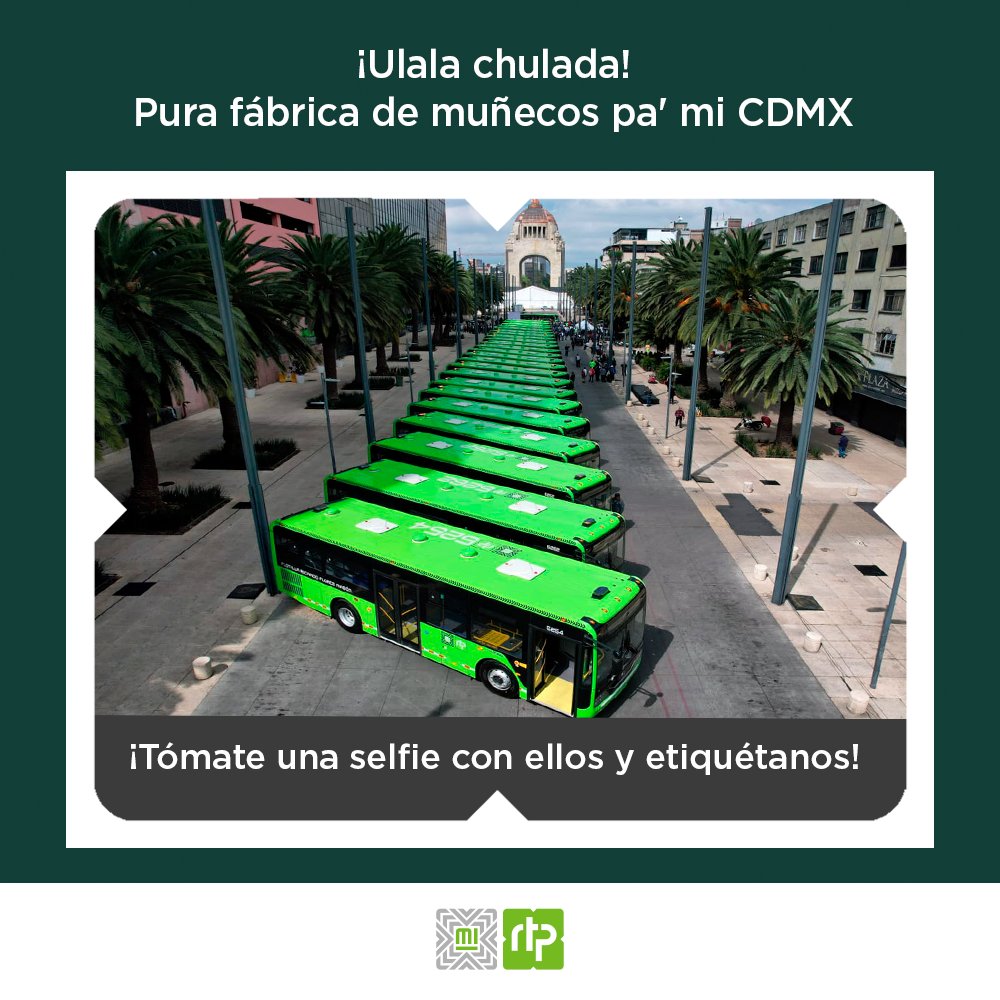Los nuevos camiones RTP fueron presentados en el Monumento a la Revolución Foto: Twitter SEMOVI