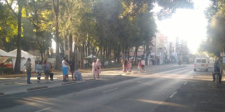 La mañana del domingo, varios capitalinos salieron al escuchar la alerta sísmica Foto: Twitter