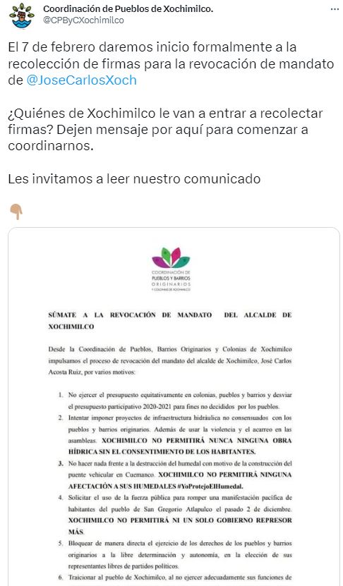 Vecinos juntarán firmas para revocar al alcalde de Xochimilco 2