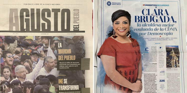 A la antigüita, Adan Augusto y Clara Brugada se promocionan en periódicos propios portada